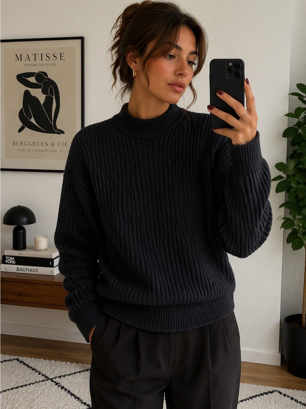 Wilfred Black Wool Crewneck Sweater